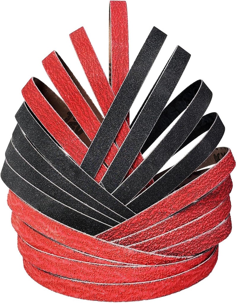 ABRTEN 1/2 x 18 Inch Sanding Belts 20 Pack, Assorted Grits (60, 80, 120 Ceramic; 180, 240 Silicon Carbide) for Metal & Wood, Compatible with WEN 6307, RYOBI PSD101B, Ingersoll Rand Sanders - Image 1